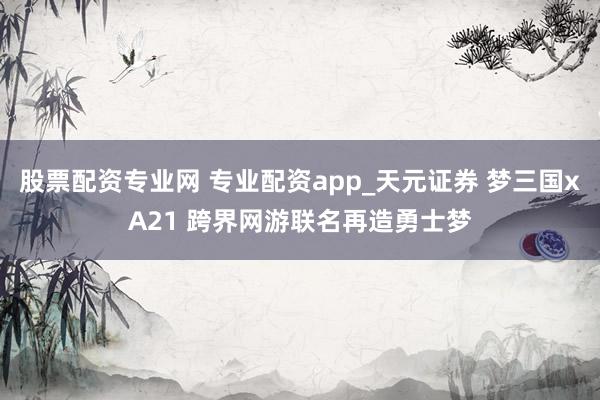 股票配资专业网 专业配资app_天元证券 梦三国xA21 跨界网游联名再造勇士梦