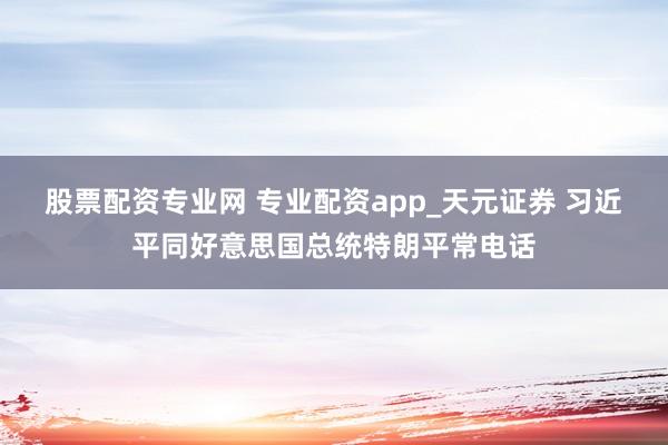 股票配资专业网 专业配资app_天元证券 习近平同好意思国总统特朗平常电话