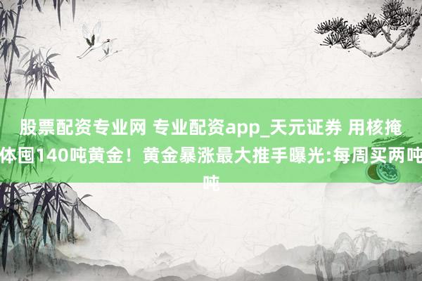 股票配资专业网 专业配资app_天元证券 用核掩体囤140吨黄金！黄金暴涨最大推手曝光:每周买两吨