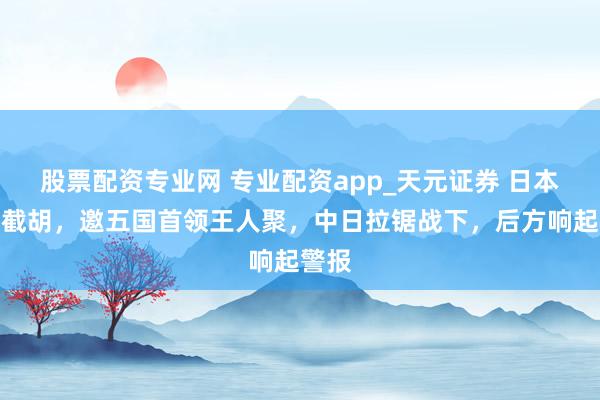 股票配资专业网 专业配资app_天元证券 日本绕后截胡，邀五国首领王人聚，中日拉锯战下，后方响起警报
