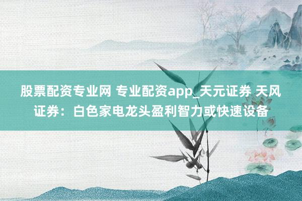 股票配资专业网 专业配资app_天元证券 天风证券：白色家电龙头盈利智力或快速设备