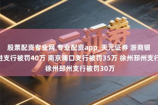 股票配资专业网 专业配资app_天元证券 浙商银行常州武进支行被罚40万 南京浦口支行被罚35万 徐州邳州支行被罚30万