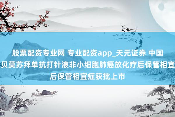股票配资专业网 专业配资app_天元证券 中国生物制药：贝莫苏拜单抗打针液非小细胞肺癌放化疗后保管相宜症获批上市