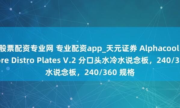 股票配资专业网 专业配资app_天元证券 Alphacool 推出 Core Distro Plates V.2 分口头水冷水说念板，240/360 规格