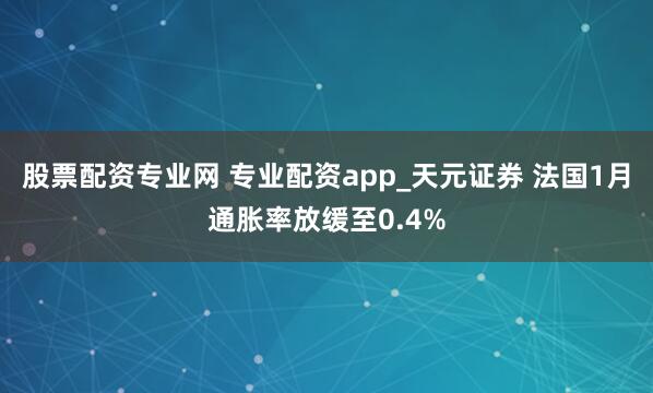 股票配资专业网 专业配资app_天元证券 法国1月通胀率放缓至0.4%
