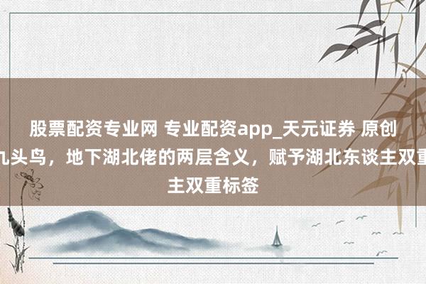 股票配资专业网 专业配资app_天元证券 原创天上九头鸟，地下湖北佬的两层含义，赋予湖北东谈主双重标签