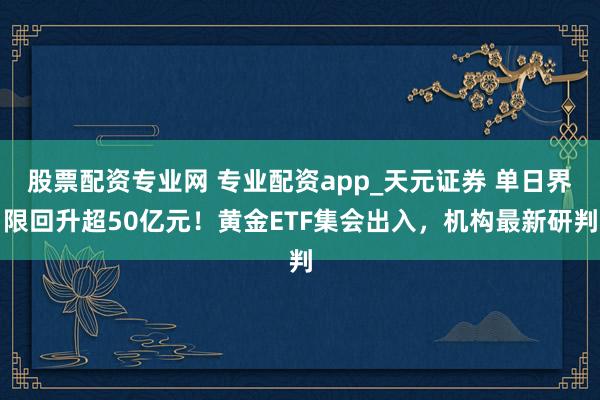 股票配资专业网 专业配资app_天元证券 单日界限回升超50亿元！黄金ETF集会出入，机构最新研判