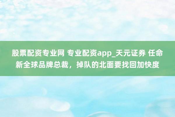 股票配资专业网 专业配资app_天元证券 任命新全球品牌总裁，掉队的北面要找回加快度
