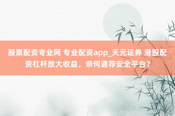 股票配资专业网 专业配资app_天元证券 港股配资杠杆放大收益，奈何遴荐安全平台？