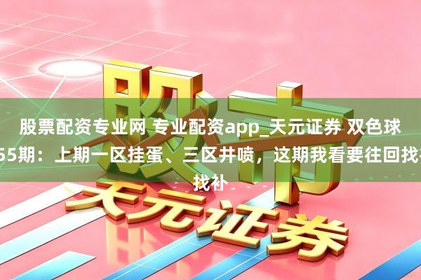股票配资专业网 专业配资app_天元证券 双色球055期：上期一区挂蛋、三区井喷，这期我看要往回找补