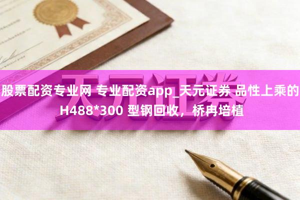 股票配资专业网 专业配资app_天元证券 品性上乘的 H488*300 型钢回收，桥冉培植
