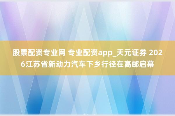 股票配资专业网 专业配资app_天元证券 2026江苏省新动力汽车下乡行径在高邮启幕