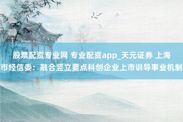 股票配资专业网 专业配资app_天元证券 上海市经信委：融合竖立要点科创企业上市训导事业机制